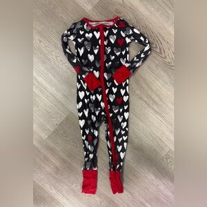 Little Sleepies Black and Red Hearts Zippie Pajamas, Size 2T